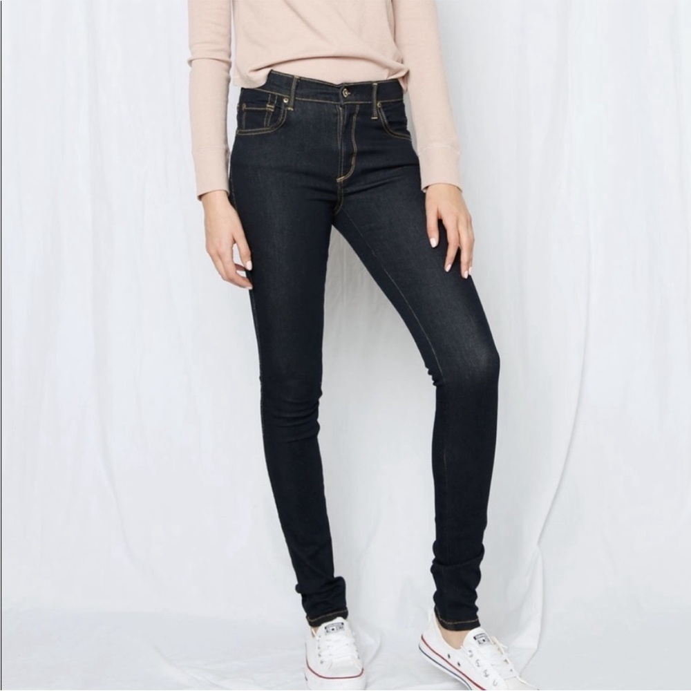 James Jeans Dry Aged Denim Twiggy in Black Cat Dark Wash Stretch Ankle Size 28